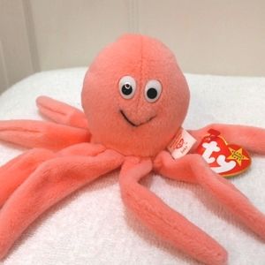 TY NWT Retired Inky  Pink Octopus Baby Beanie D.O.B. 11-29-94 Style 4028.